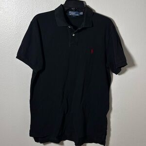 Polo by Ralph Lauren Men's Black Custom Fit Polo Shirt Preppy size L